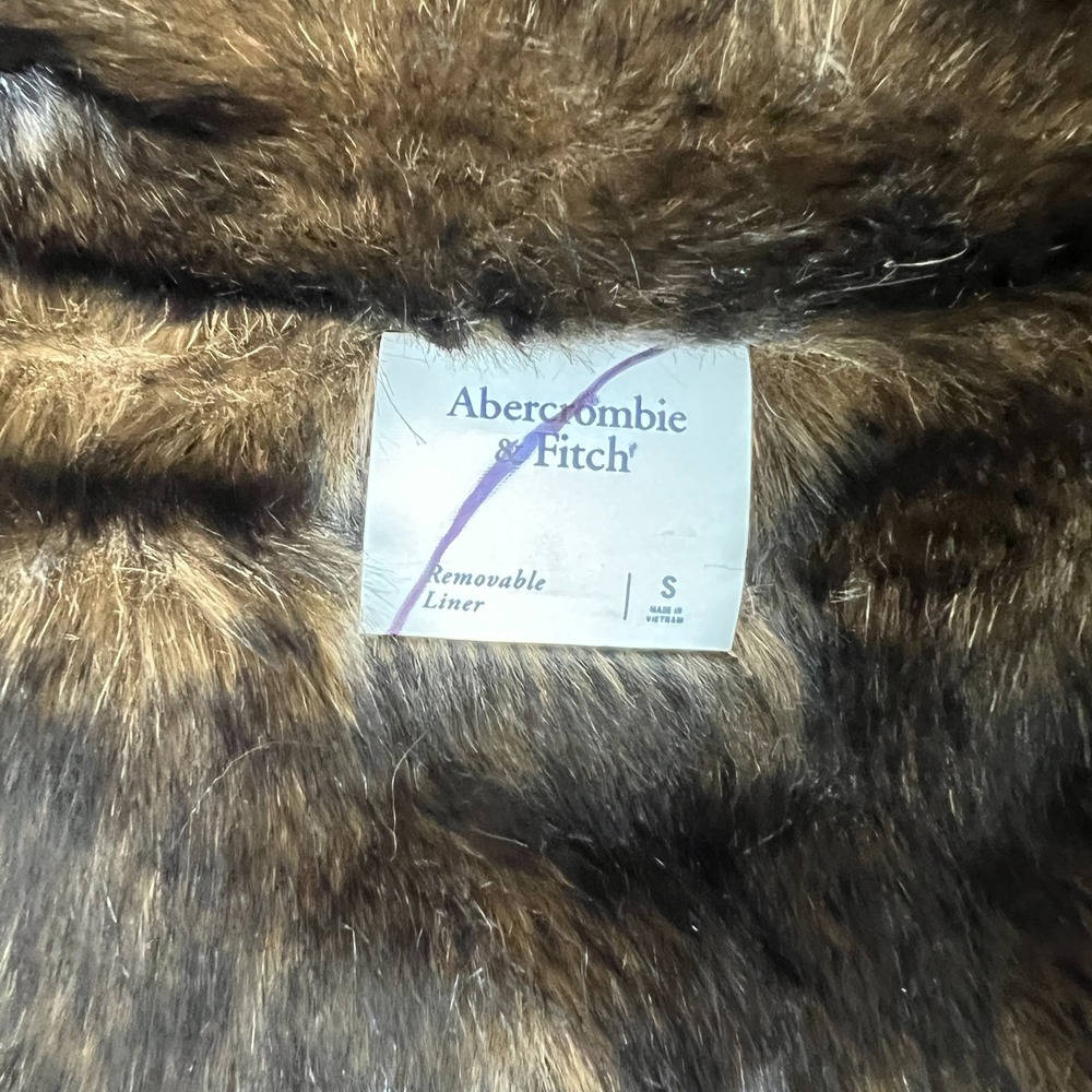 Abercrombie & Fitch Parka Jacket Womens Small Black Faux Fur Lined Hooded Winter - Picture 11 of 16